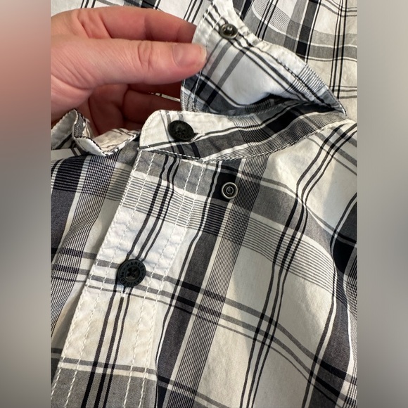 HARLEY-DAVIDSON Skull Shield Plaid Button Down Shirt Black White Gray Graphic - Picture 15 of 16